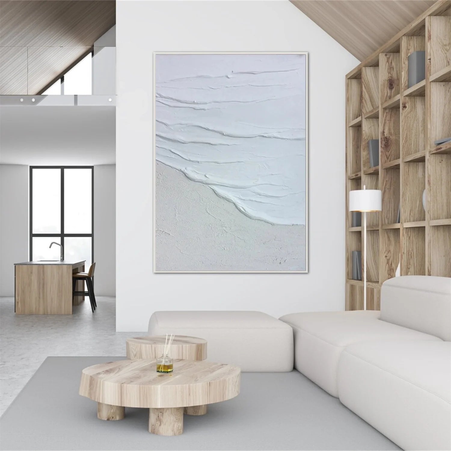White Minimalist Textured Canvas Art #MM258