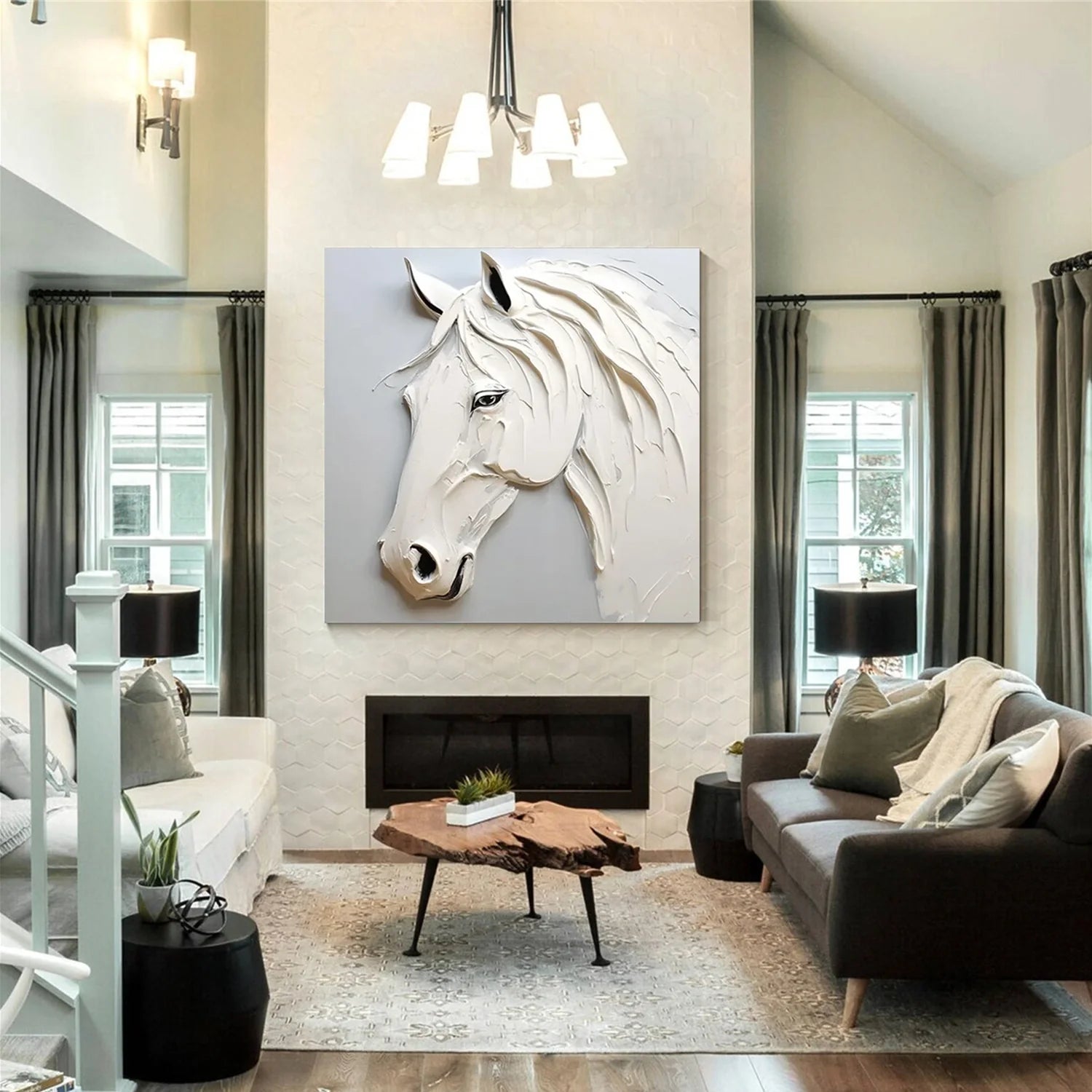 Abstract Animal Horse Textured Wall Art #AL130