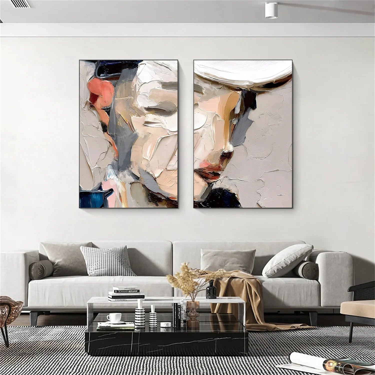 Abstract Portrait Textured Wall Art Set of 2 #AP126