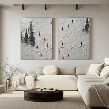 Skiing Sport Textured Wall Art Set of 2 #SA075