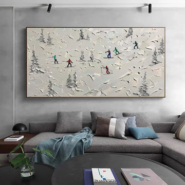 Skiing Sport Textured Wall Art #SA069