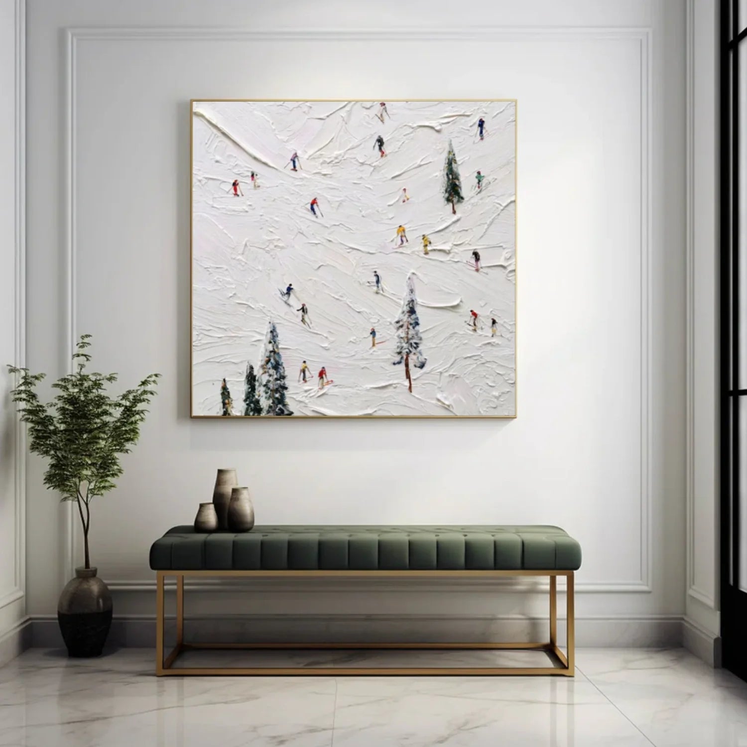 Skiing Sport Textured Wall Art #SA061