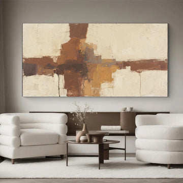 Beige and Brown Abstract Canvas Art #WS758