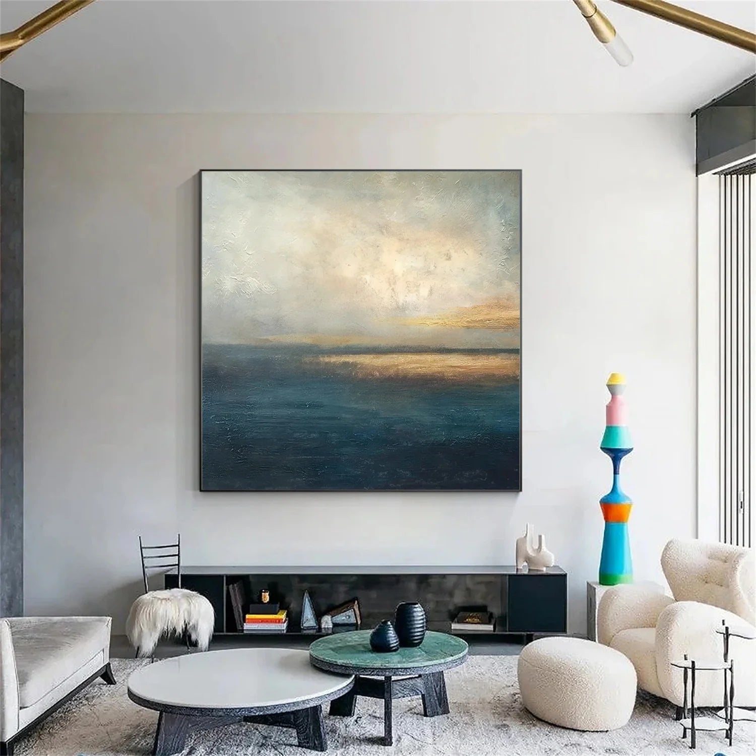 Blue and Gold Abstract Canvas Art #WS904