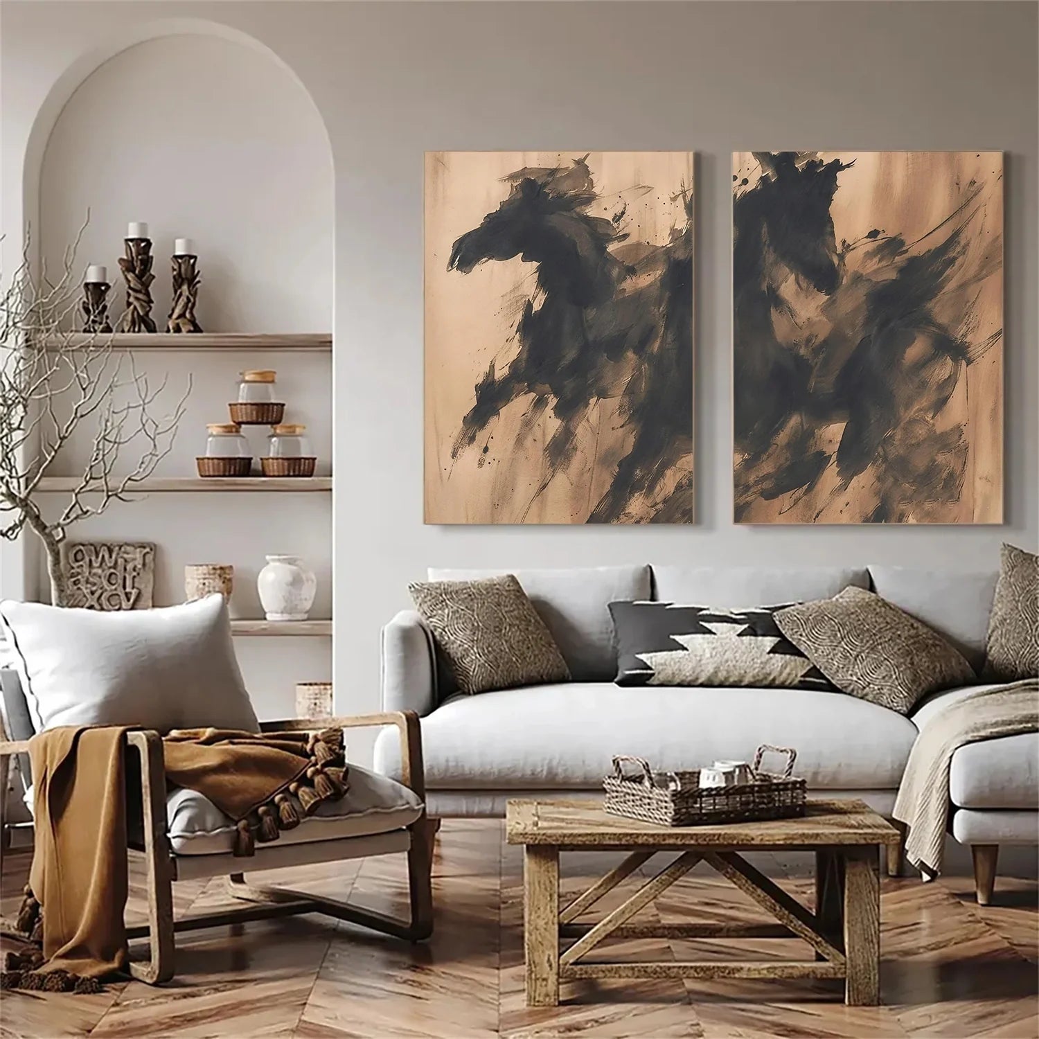 Abstract Animal Horse Wall Art Set of 2 #AL177