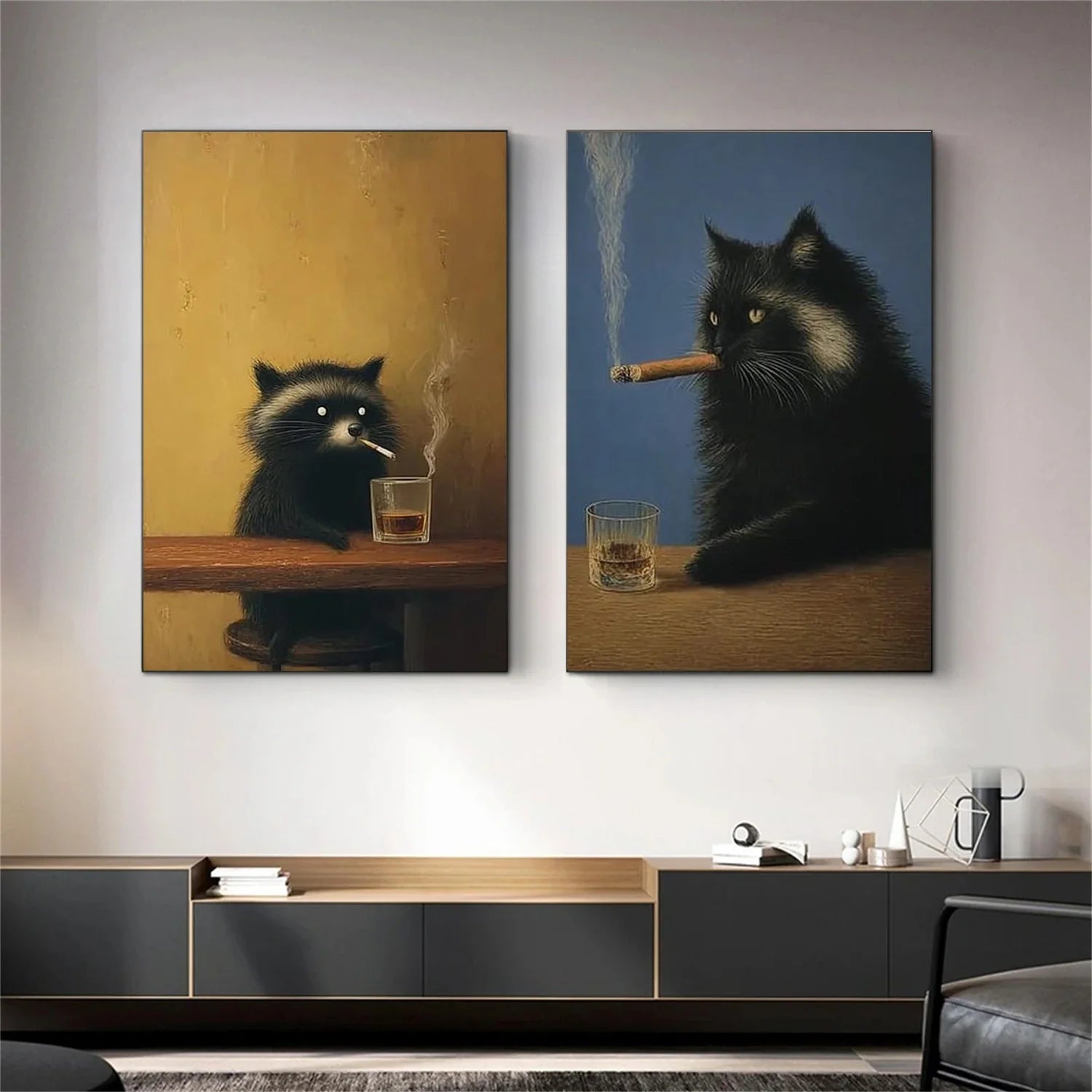 Abstract Animal Wall Art Set of 2 #AL203