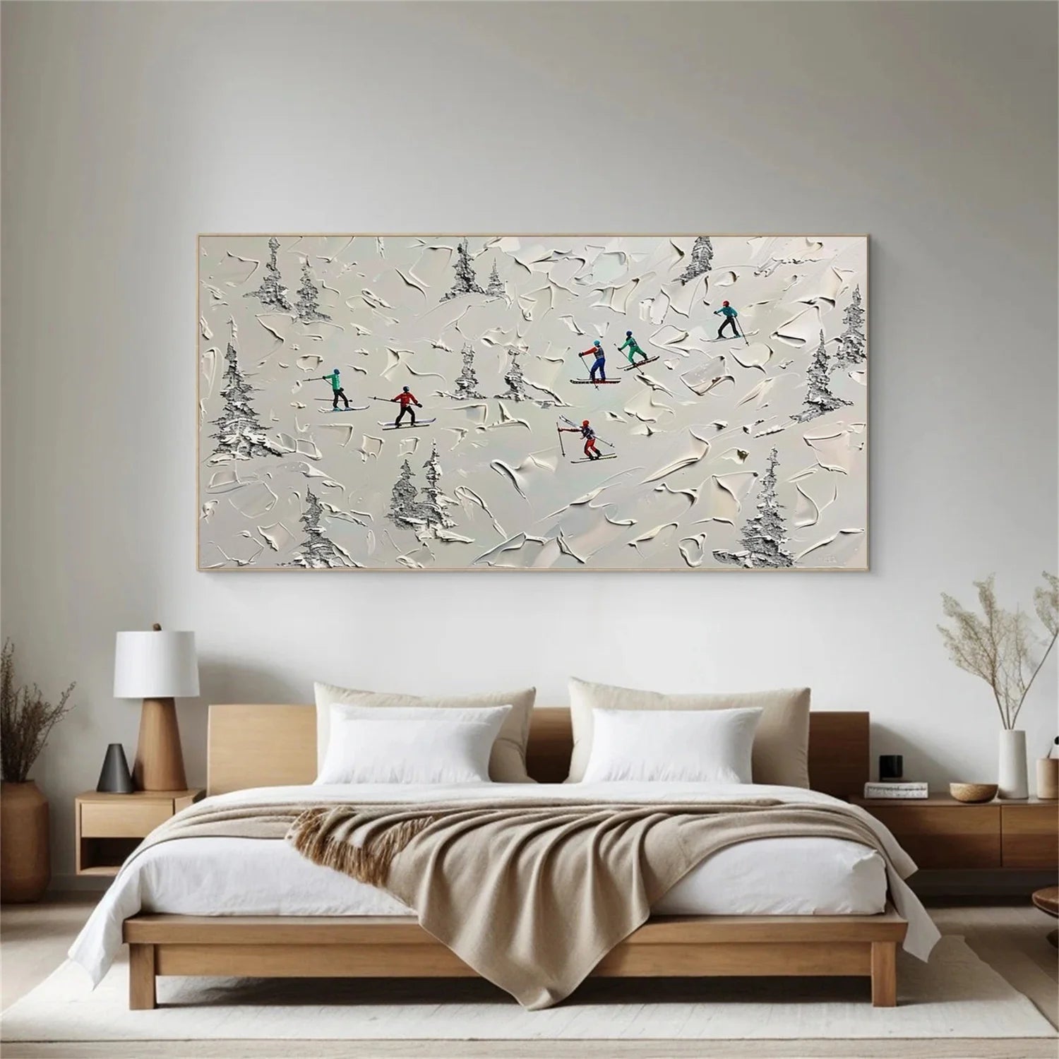 Skiing Sport Textured Wall Art #SA069