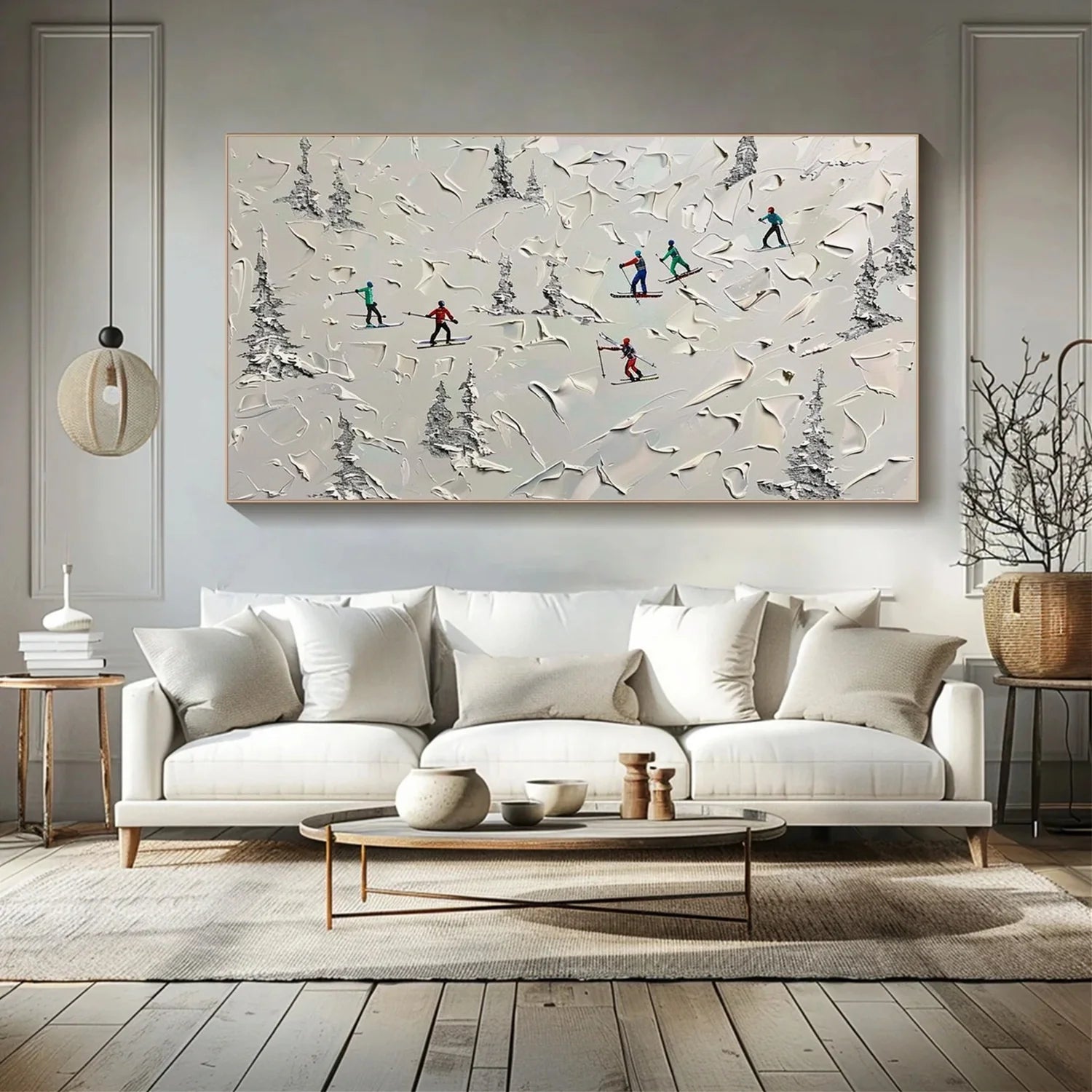 Skiing Sport Textured Wall Art #SA069