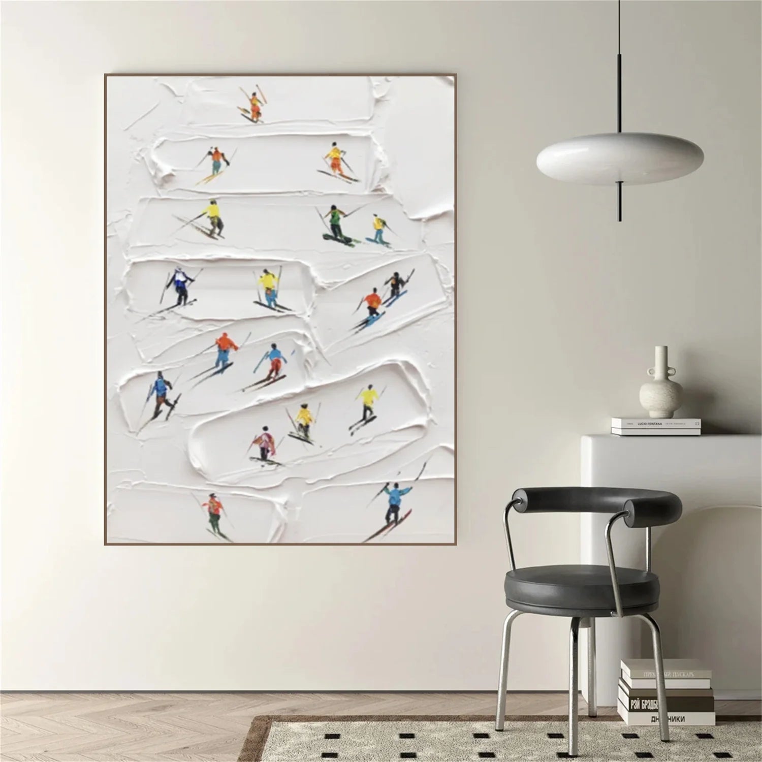 Skiing Sport Textured Wall Art #SA055