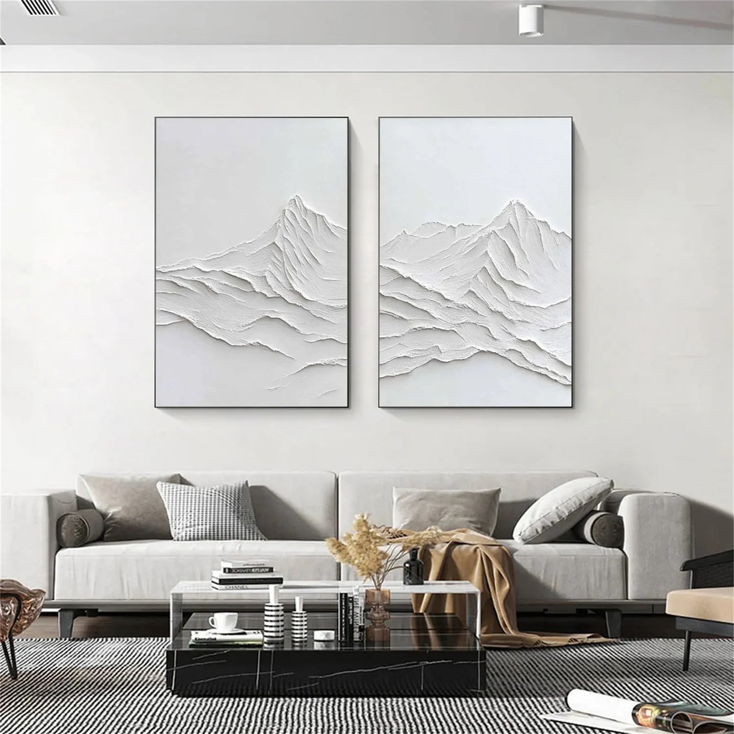 Minimalist Mountain Textured Canvas Art Set of 2 #MM349