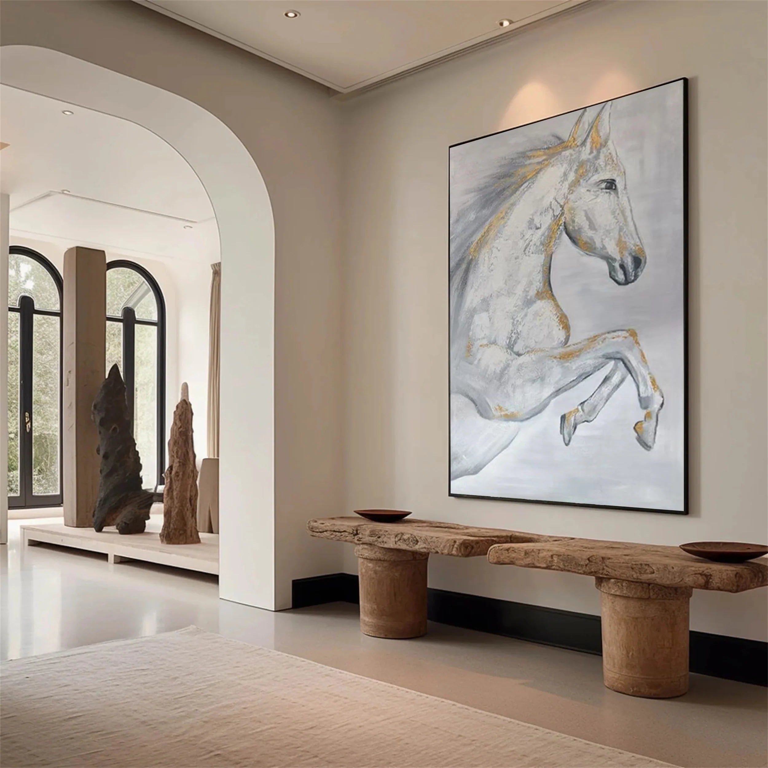 White Horse Abstract Animal Wall Art #AL011