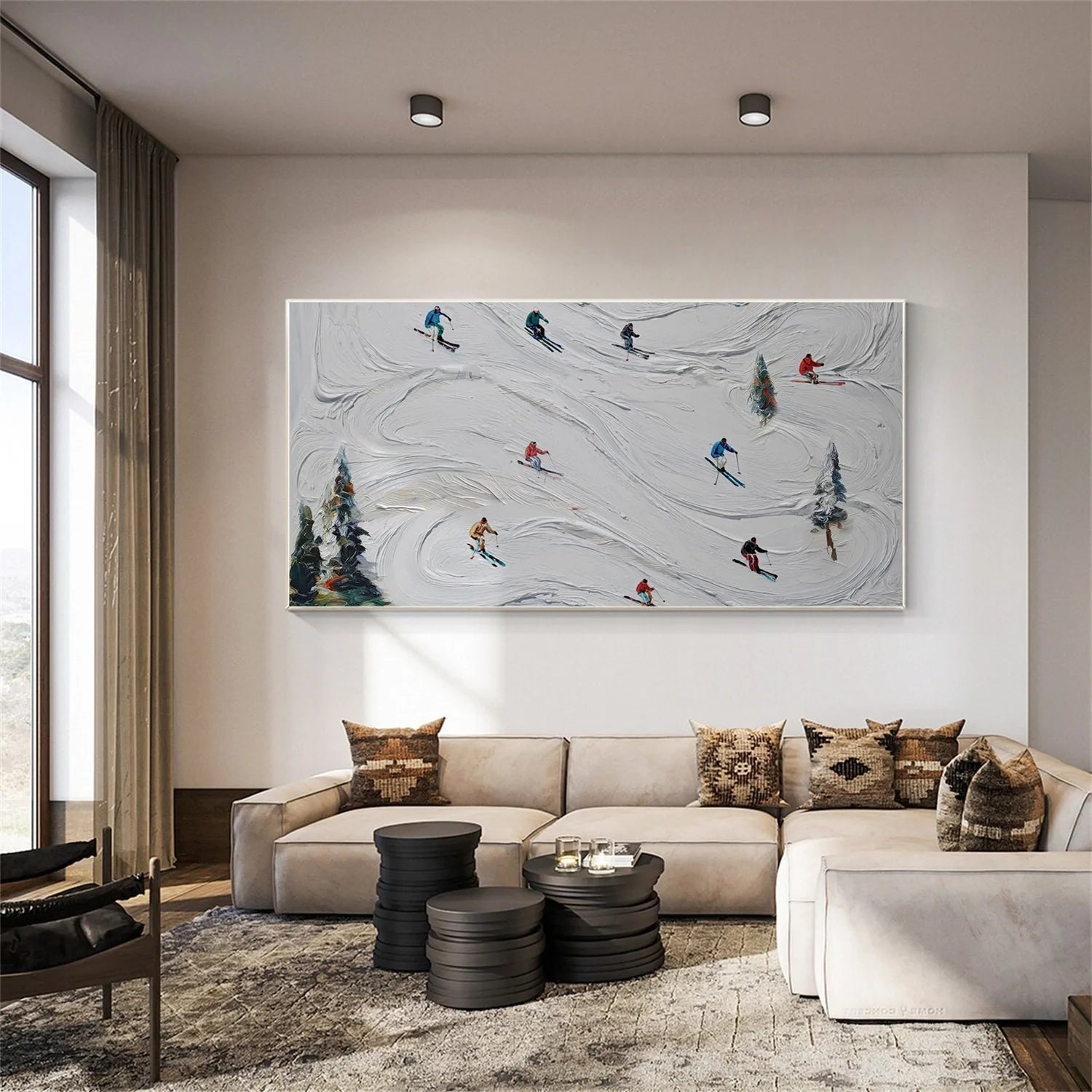 Skiing Sport Textured Wall Art #SA066