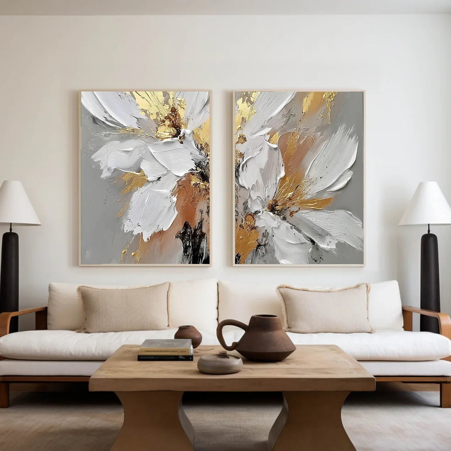 Flower & Tree Abstract Textured Wall Art Set of 2 #ML232