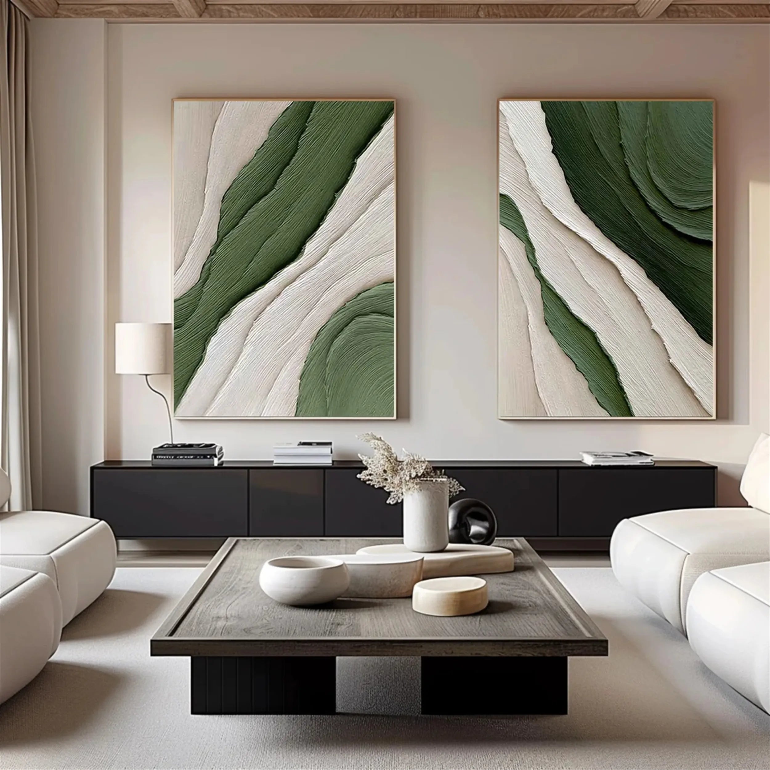 Green Texture Art Set of 2#GT032