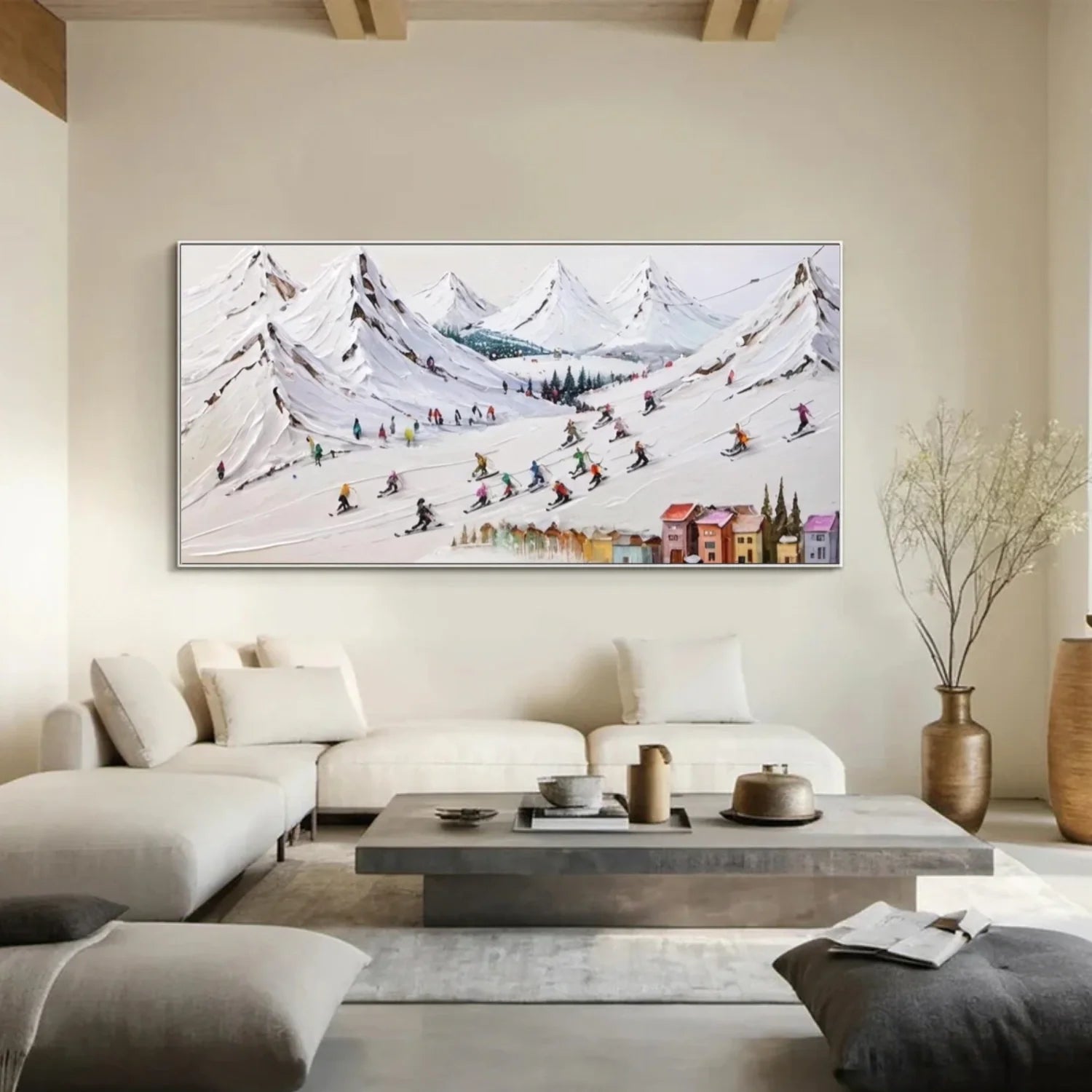 Skiing Sport Textured Wall Art #SA045