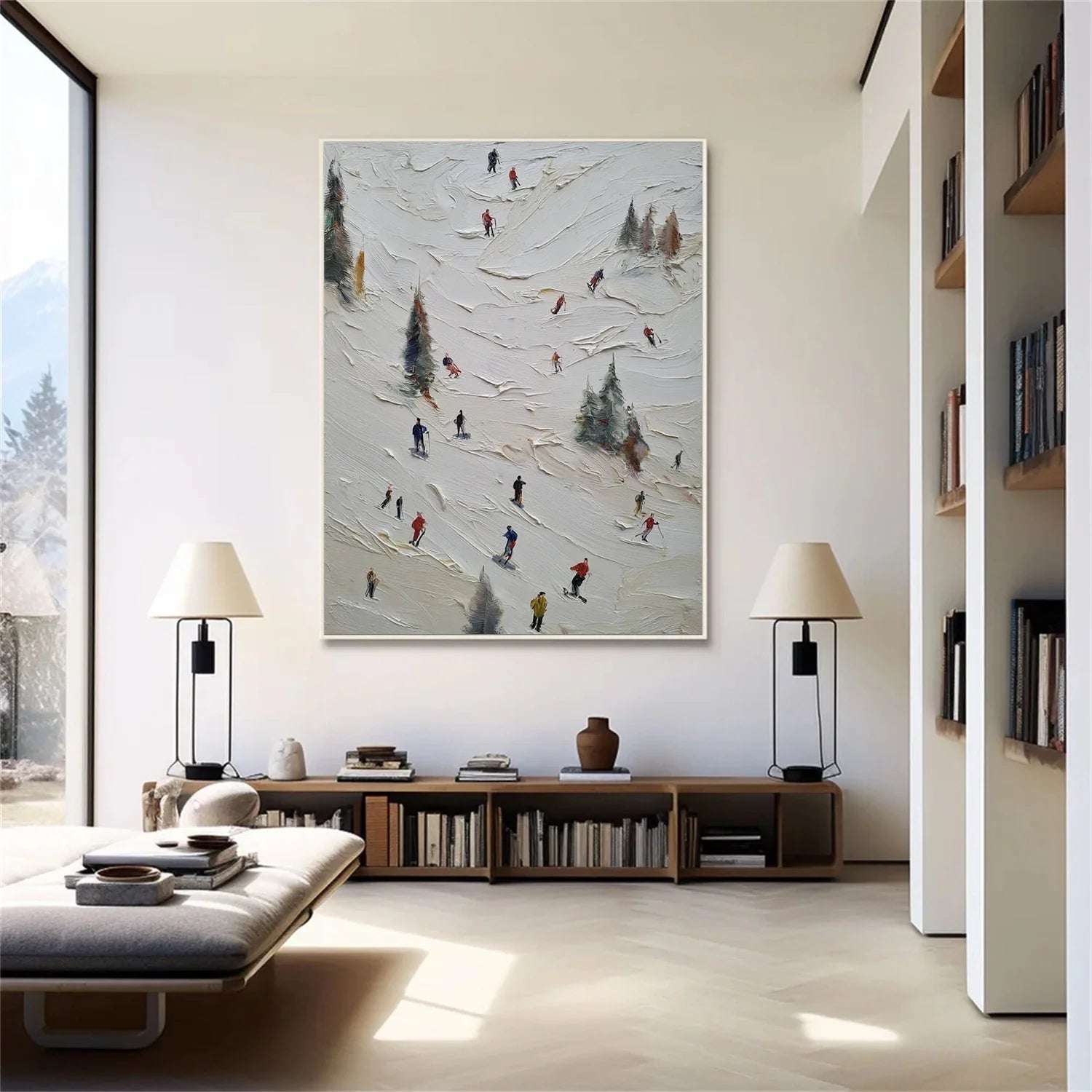 Skiing Sport Textured Wall Art #SA063