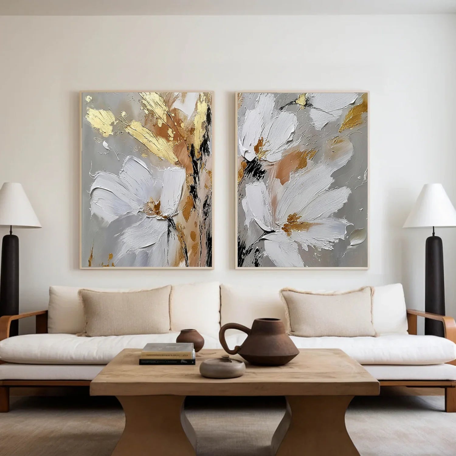 Flower & Tree Abstract Textured Wall Art Set of 2 #ML233