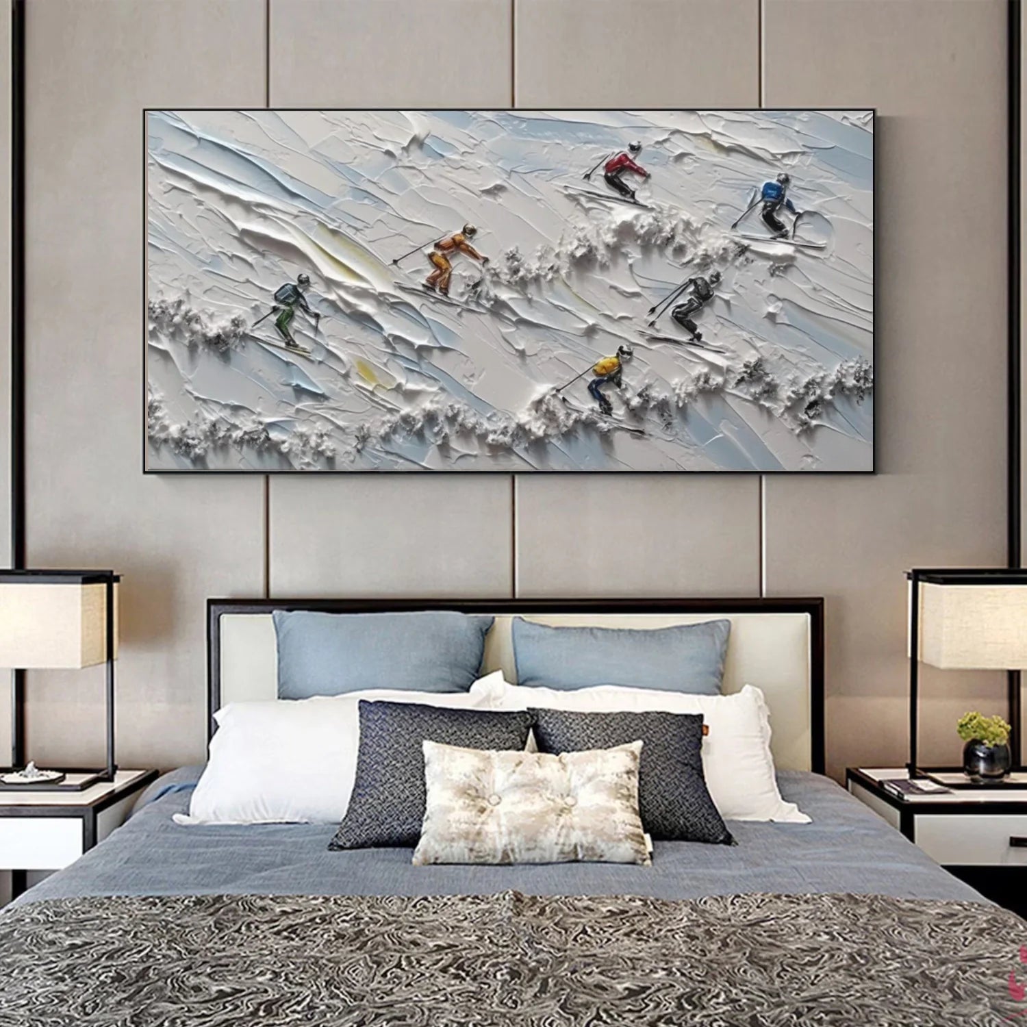 Skiing Sport Textured Wall Art #SA051