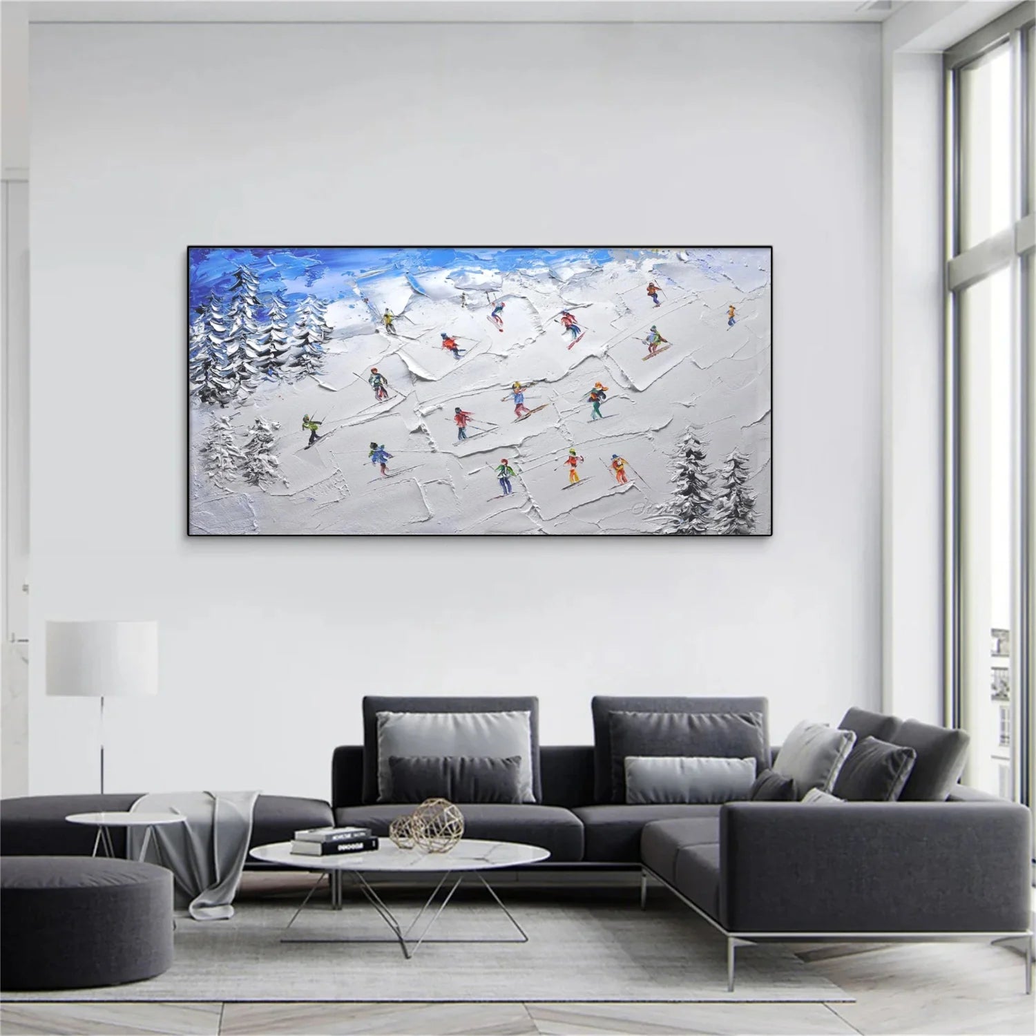 Skiing Sport Textured Wall Art #SA048
