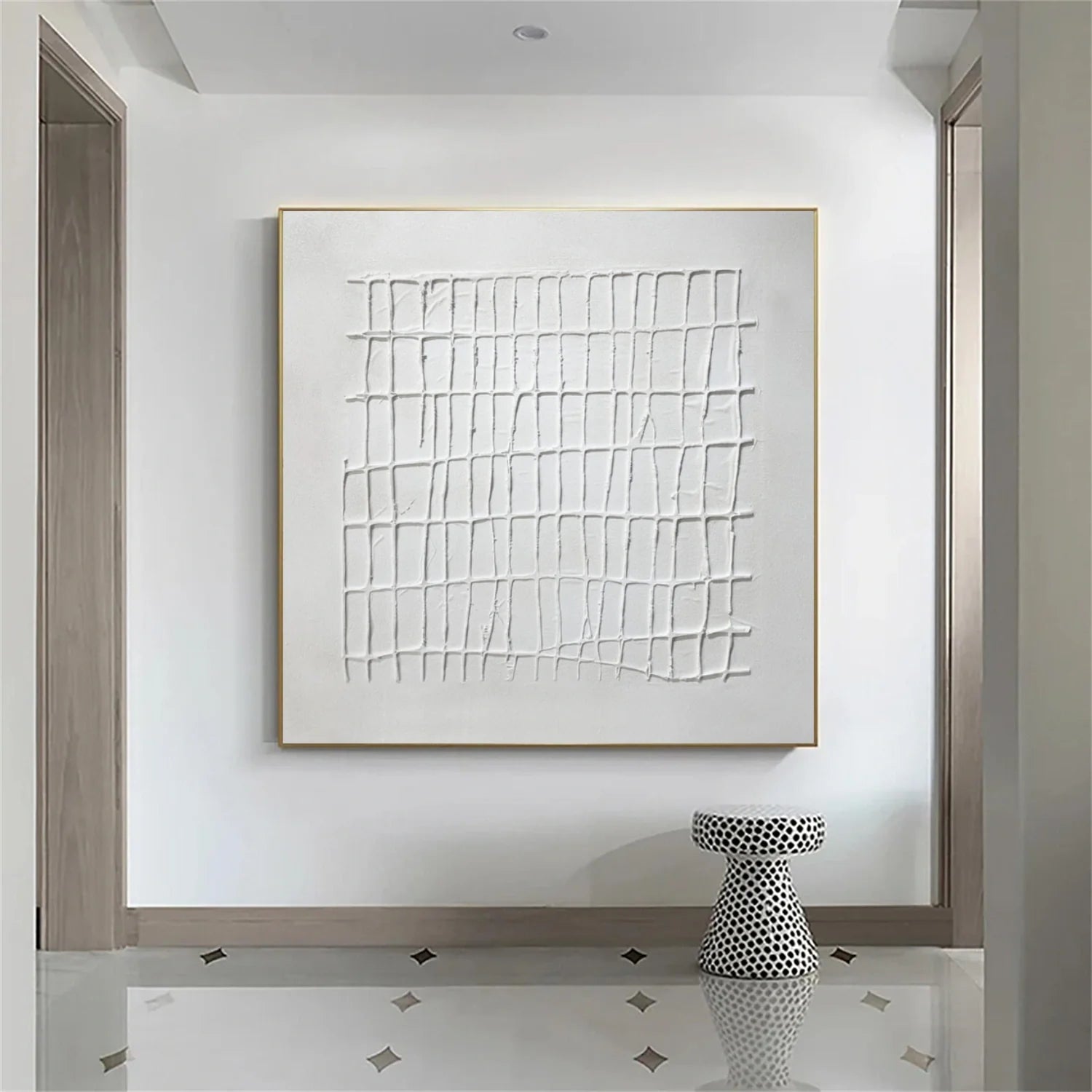 White Minimalist Textured Canvas Art #MM288