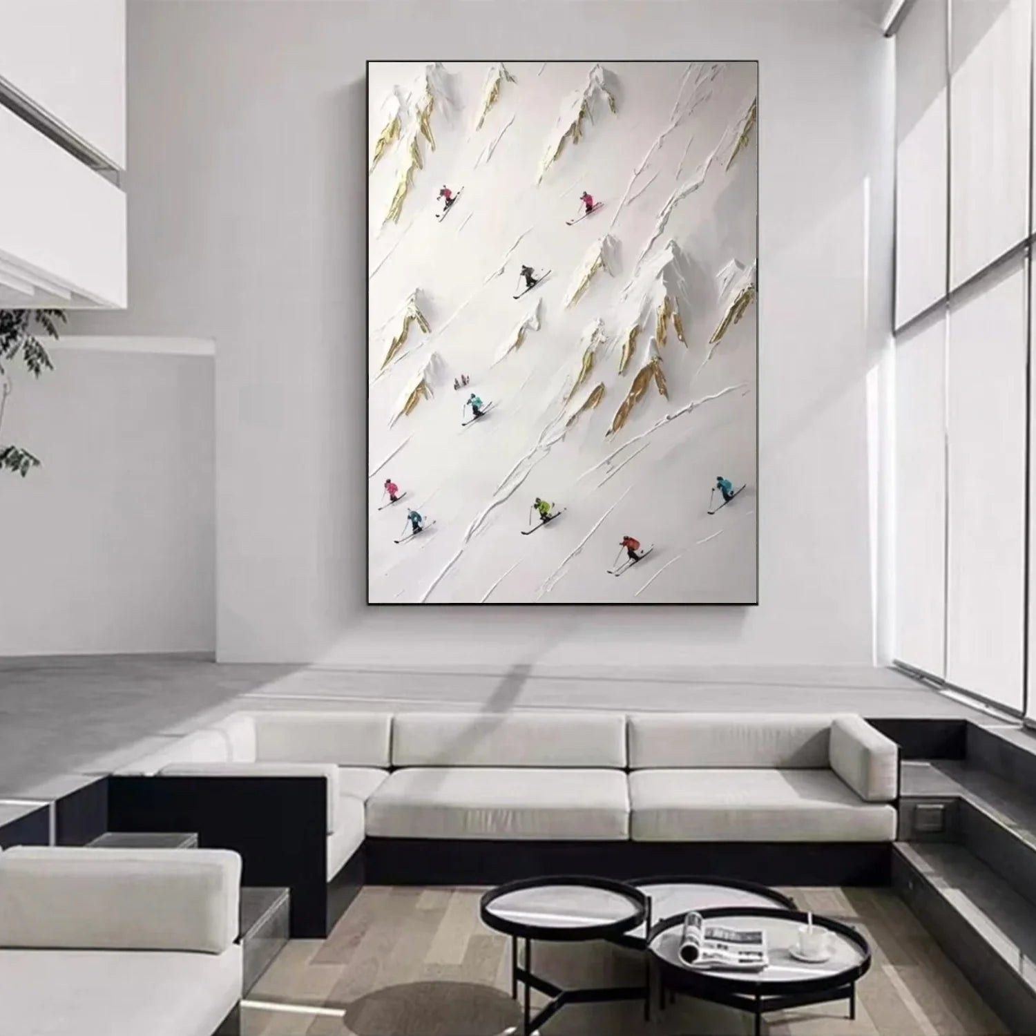 Skiing Sport Textured Wall Art #SA034