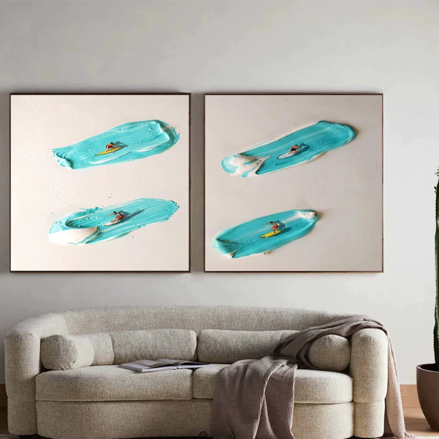 Surfing Sport Textured Wall Art Set of 2 #SA092
