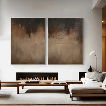 Beige and Brown Abstract Tranquility Set of 2 #WS524