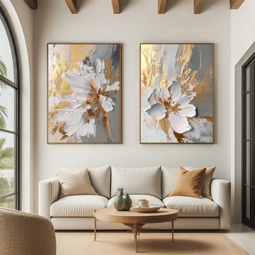 Flower & Tree Abstract Wall Art Set of 2 #ML201
