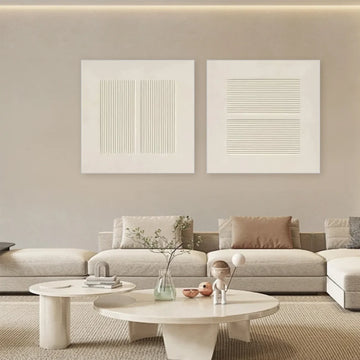Beige Minimalist Textured Canvas Art Set of 2 #MZ108