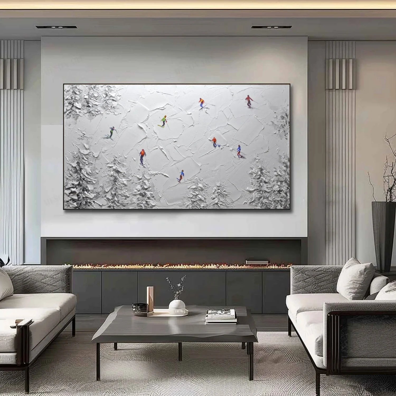 Skiing Sport Textured Wall Art #SA047