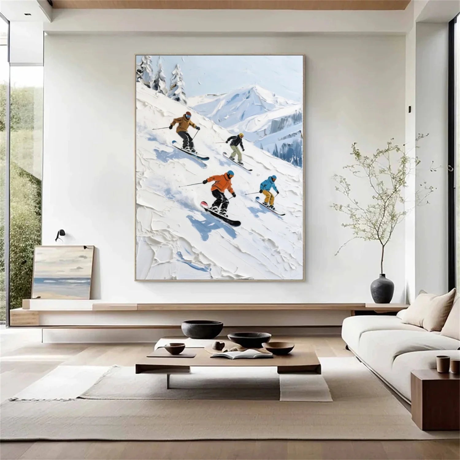 Skiing Sport Textured Wall Art #SA059