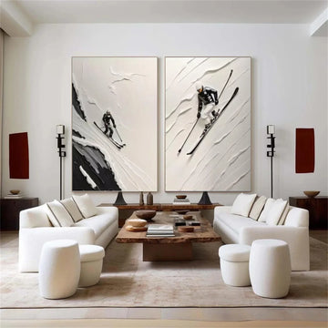 Skiing Sport Textured Wall Art Set of 2 #SA039