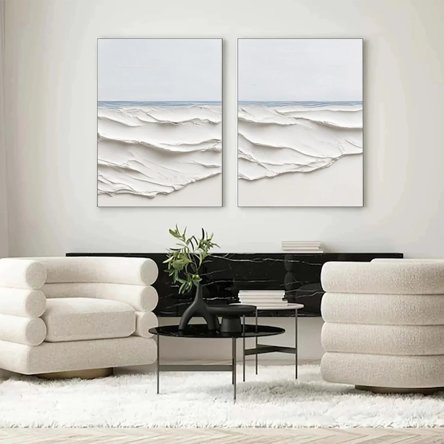 Sea & Sky Abstract Textured Wall Art Set of 2 #MS238