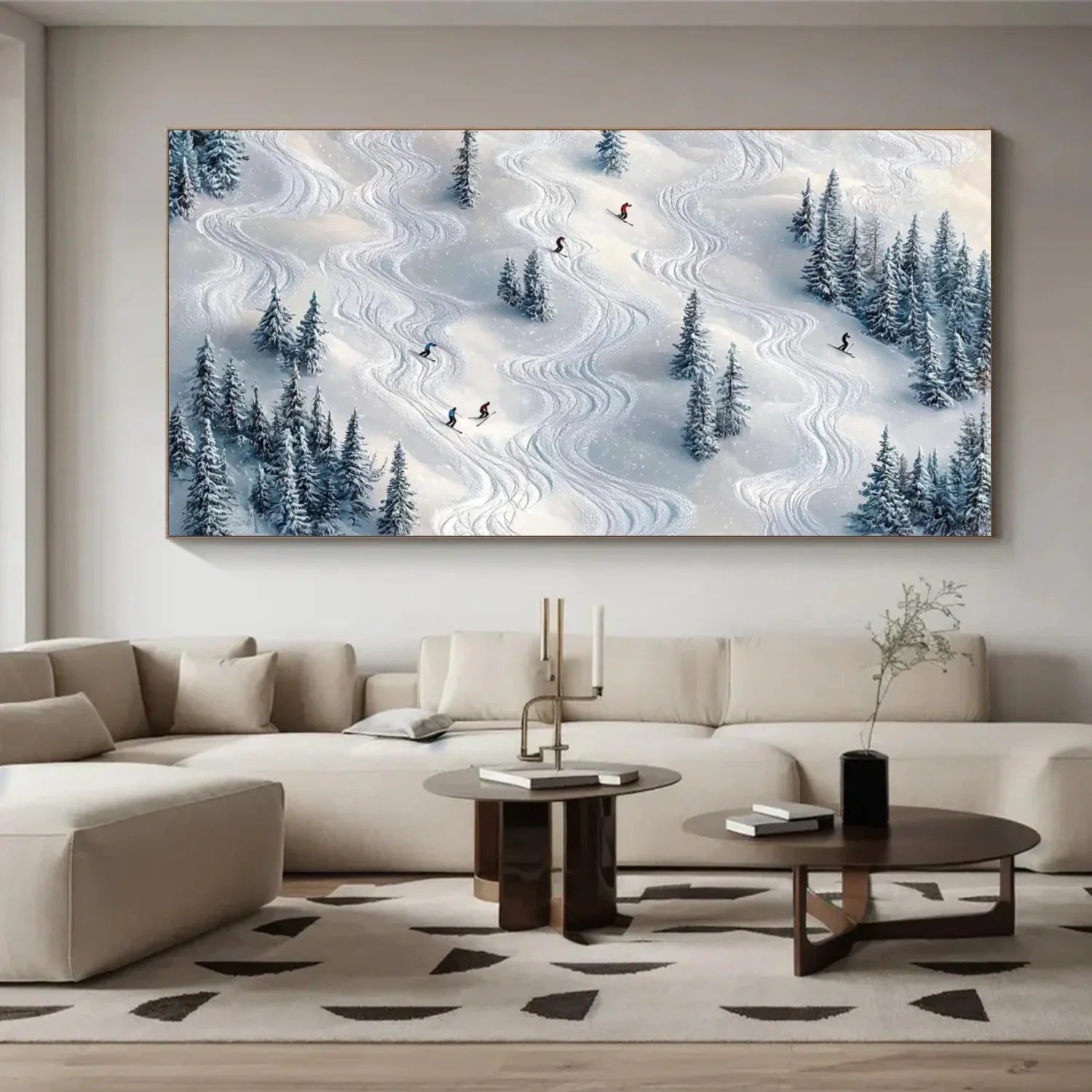 Skiing Sport Textured Wall Art #SA044