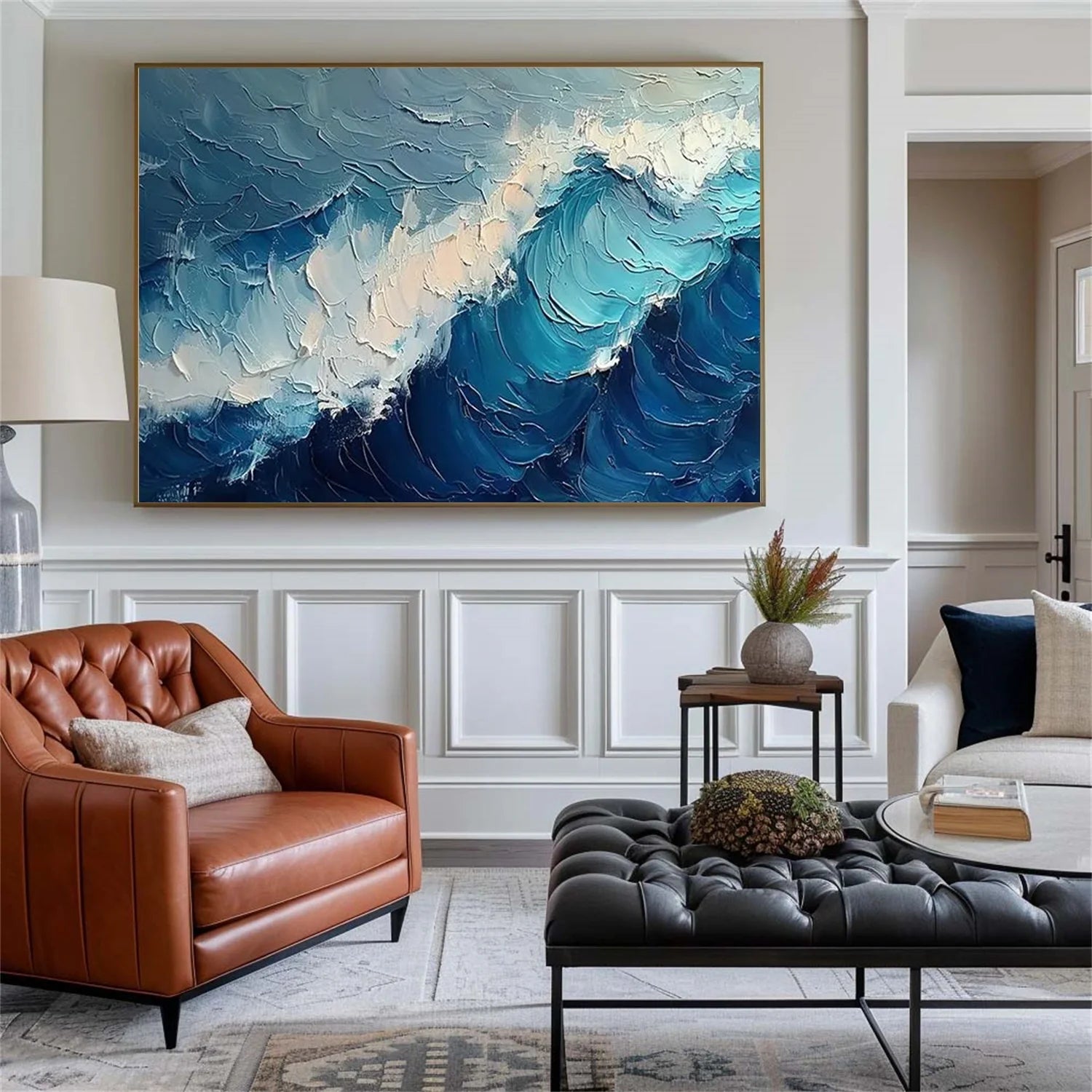Blue Sea & Sky Abstract Textured Wall Art #MS124