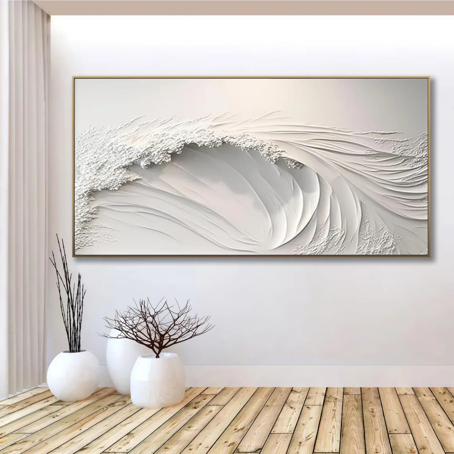 White Minimalistic Ocean Textured Art #MM216