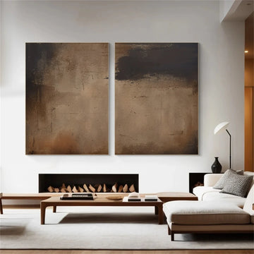 Beige and Brown Abstract Tranquility Set of 2 #WS525