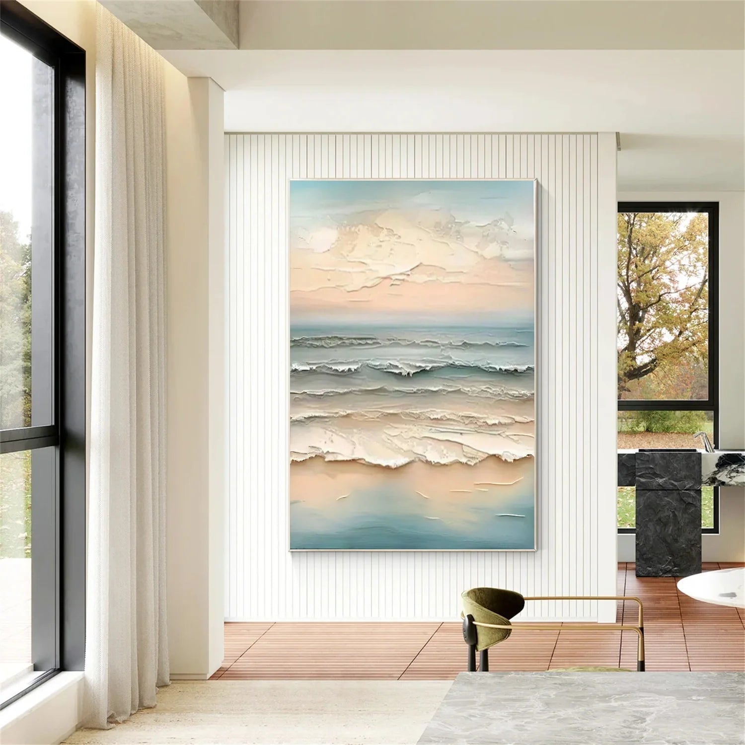 Sea & Sky Abstract Textured Wall Art #MS143
