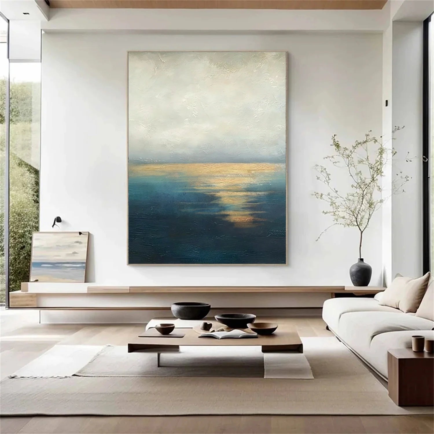Blue and Gold Abstract Canvas Art #WS903