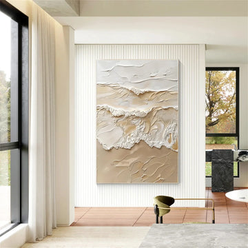 Beige and Brown Sea & Sky Abstract Textured Wall Art #MS144