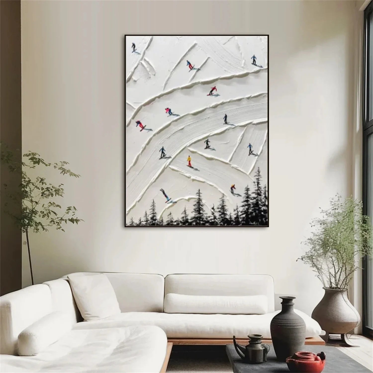 Skiing Sport Textured Wall Art #SA058