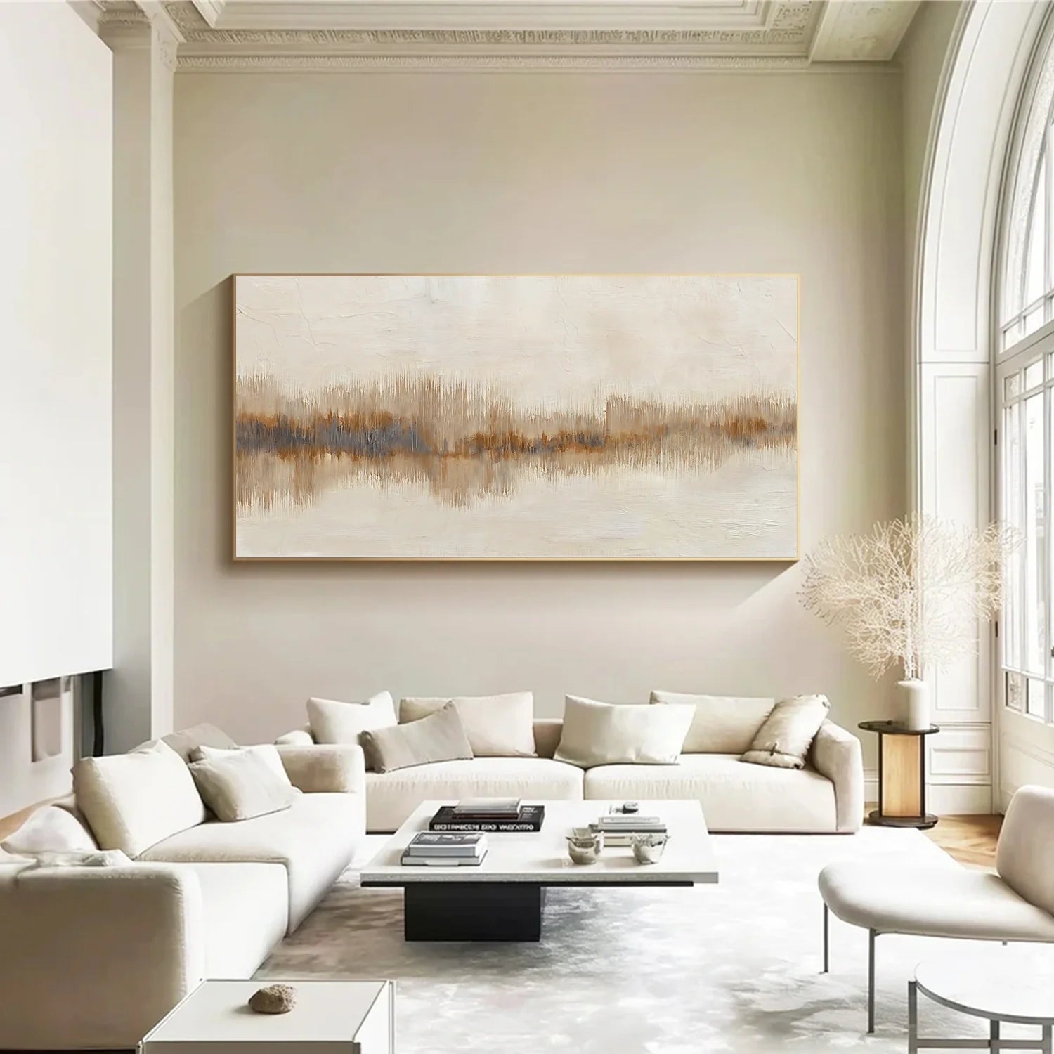 Beige and Brown Abstract Canvas Art #WS893