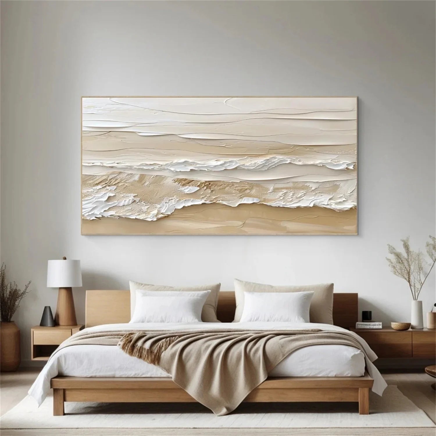 Beige and Brown Sea & Sky Abstract Textured Wall Art #MS141