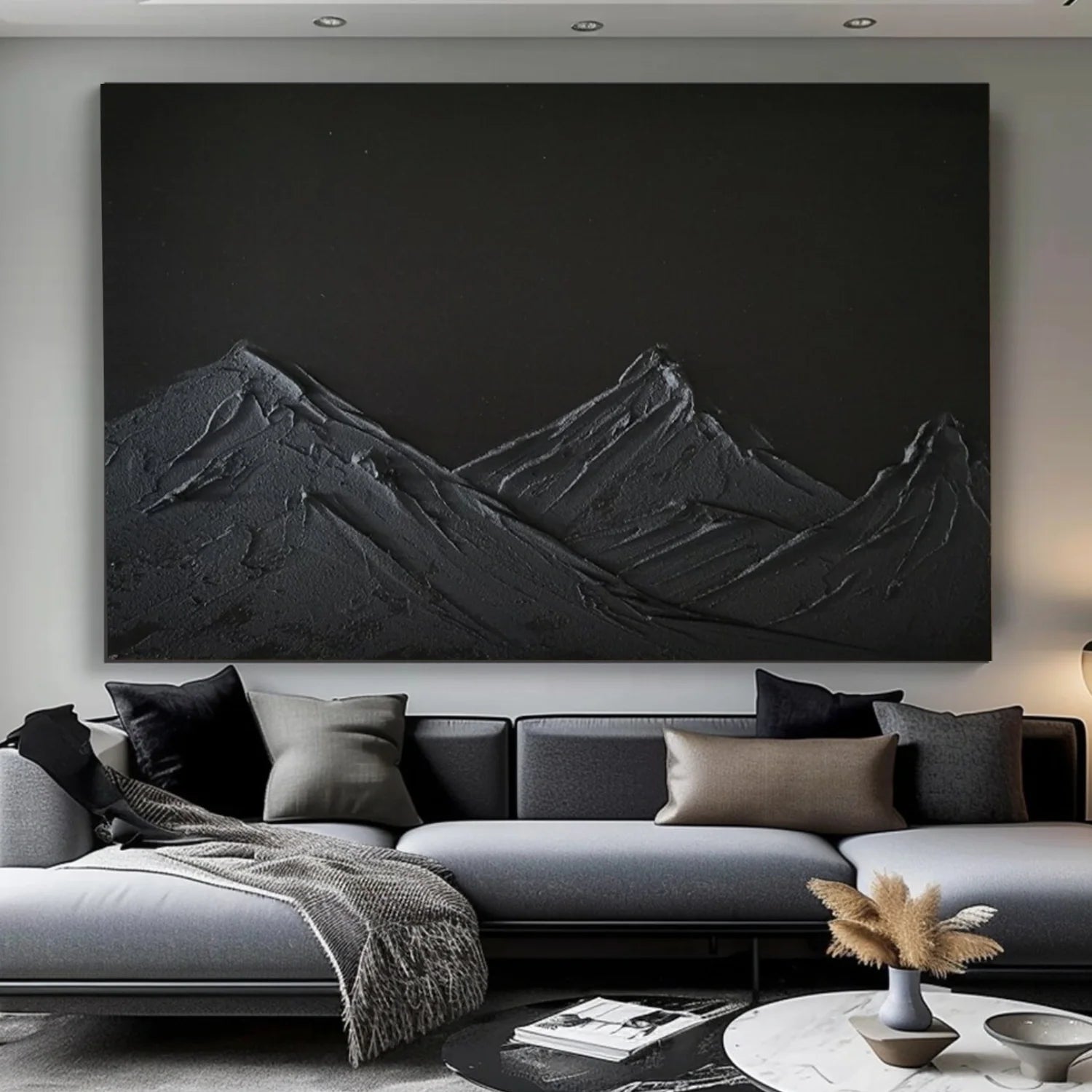 Minimalist Mountain Textured Canvas Art #MM360