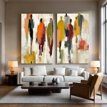 Colorful Abstract Portrait Wall Art Set of 2 #AP088