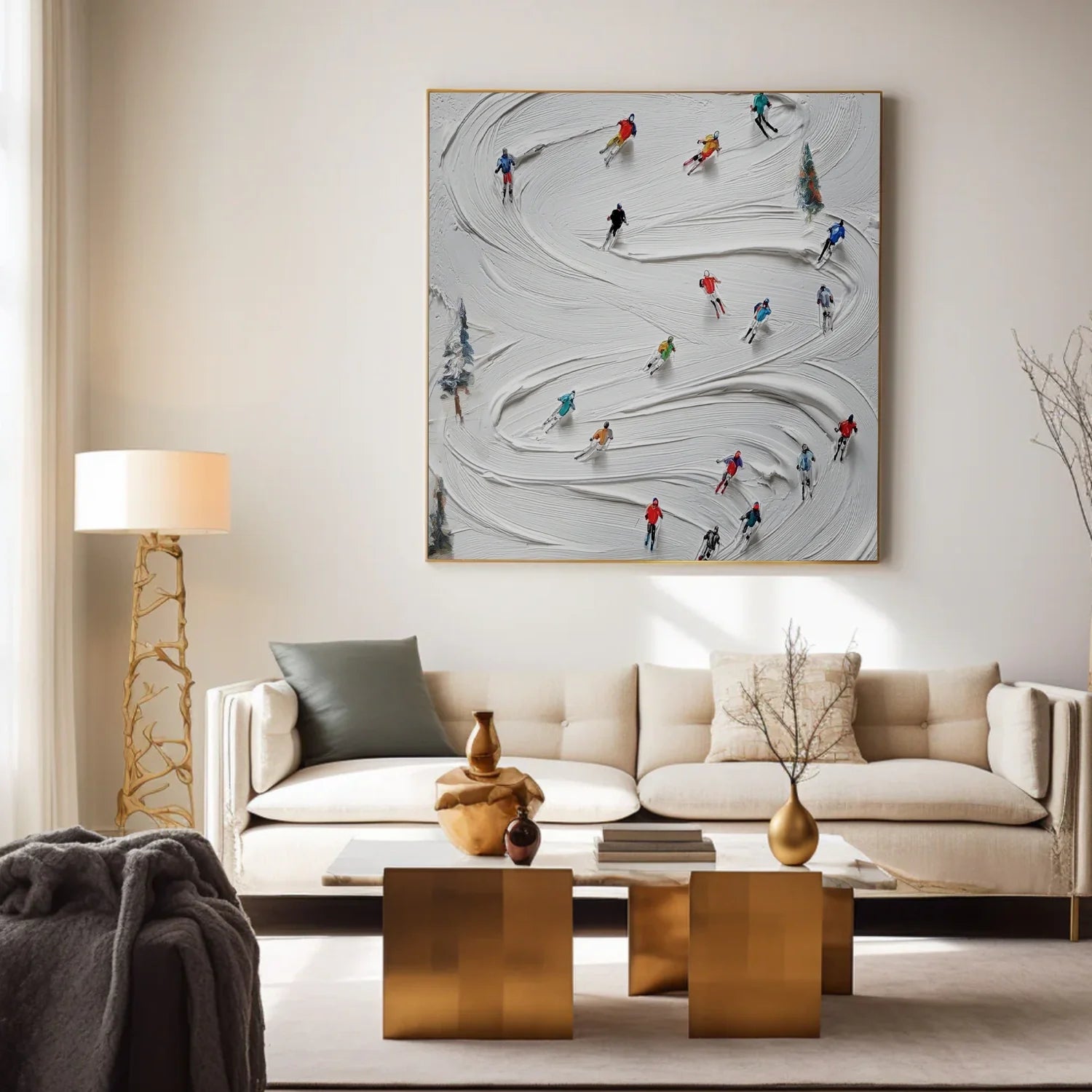 Skiing Sport Textured Wall Art #SA072