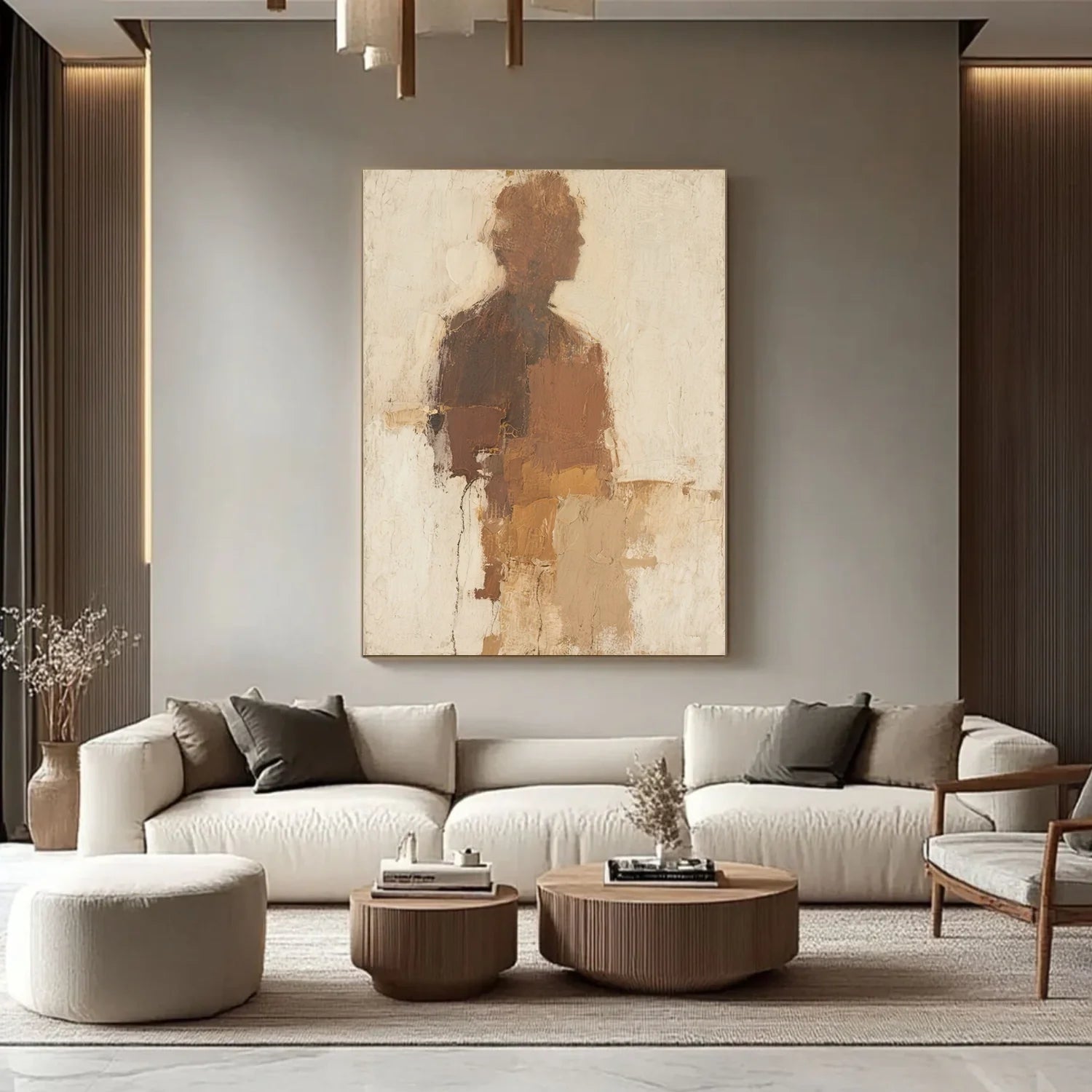 Beige and Brown Abstract Canvas Art #WS762