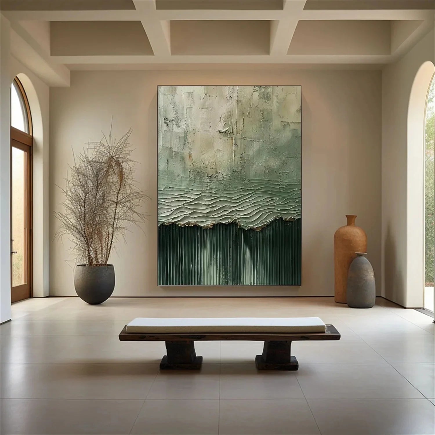 Green Minimalist Textured Canvas Art #MM272