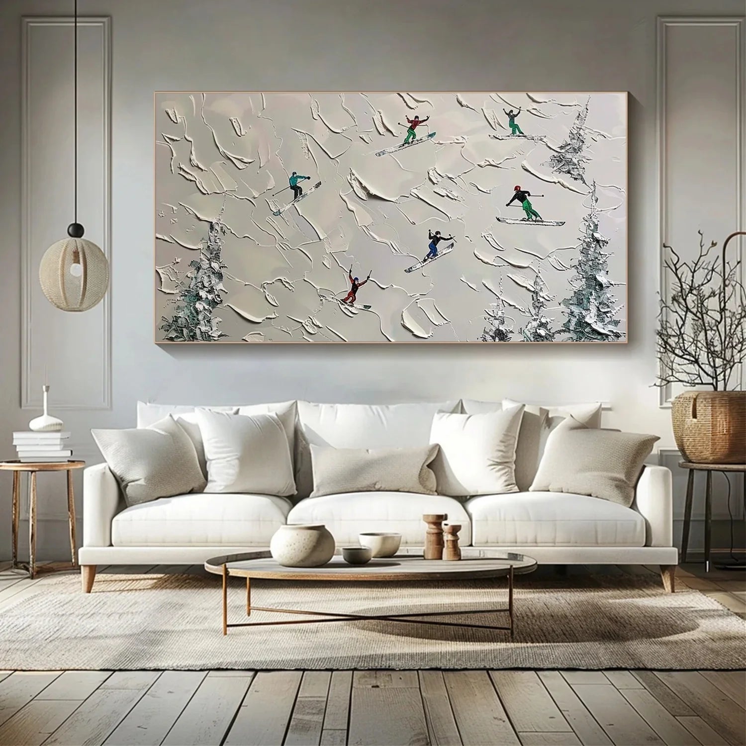 Skiing Sport Textured Wall Art #SA070