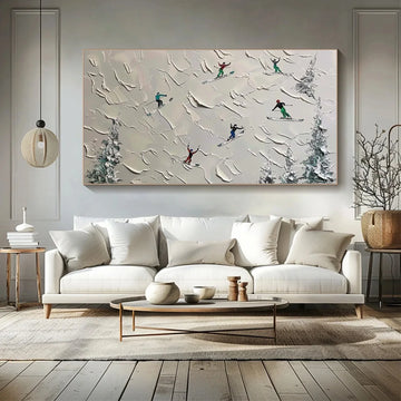 Skiing Sport Textured Wall Art #SA070